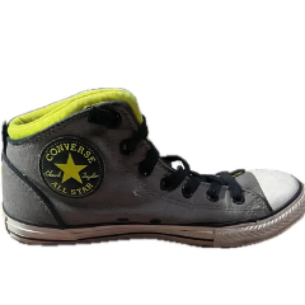 Junior Converse Chuck Taylor Static Mid Gray/Yellow Boys Junior Size 6 Girls 8